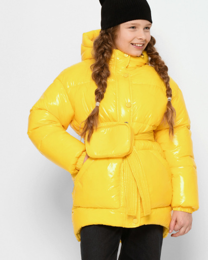 Пуховик  с сумкой для девочки X-Woyz DT-8324-6 60080, Цвет: Жёлтый, Размер: 116, изображение 2