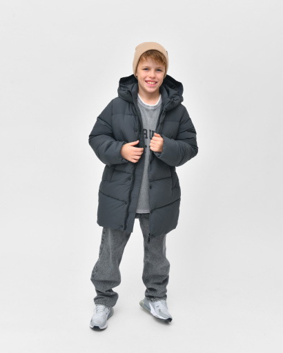 Пуховик класичний для хлопчика X-Woyz DT-8373-29 60157, Колір: Графіт, Розмір: 134, зображення 8